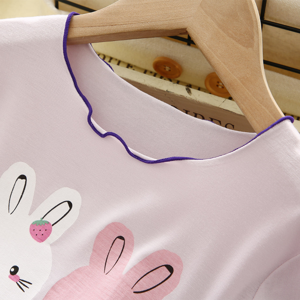 babyfit 3-12thn SUPER BUNNY LILAC baju piyama setelan pendek santay baju rumah anak perempuan import nyl-0625