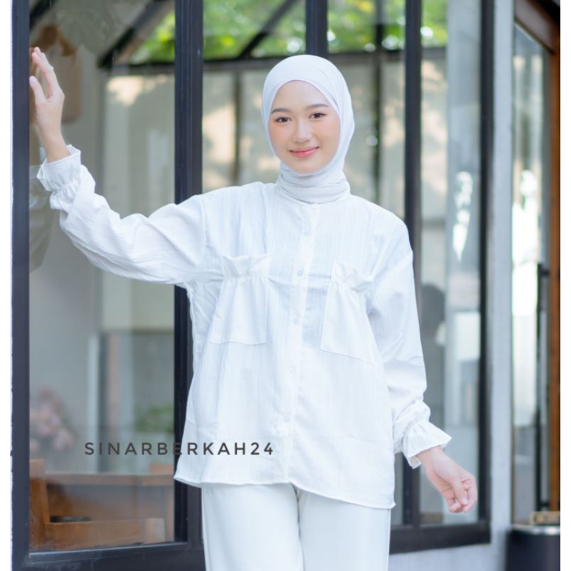 Xaviera Blouse Lady Crush - Kemeja Lady Crush Wanita - Kemeja Pocket Kantong Kerut