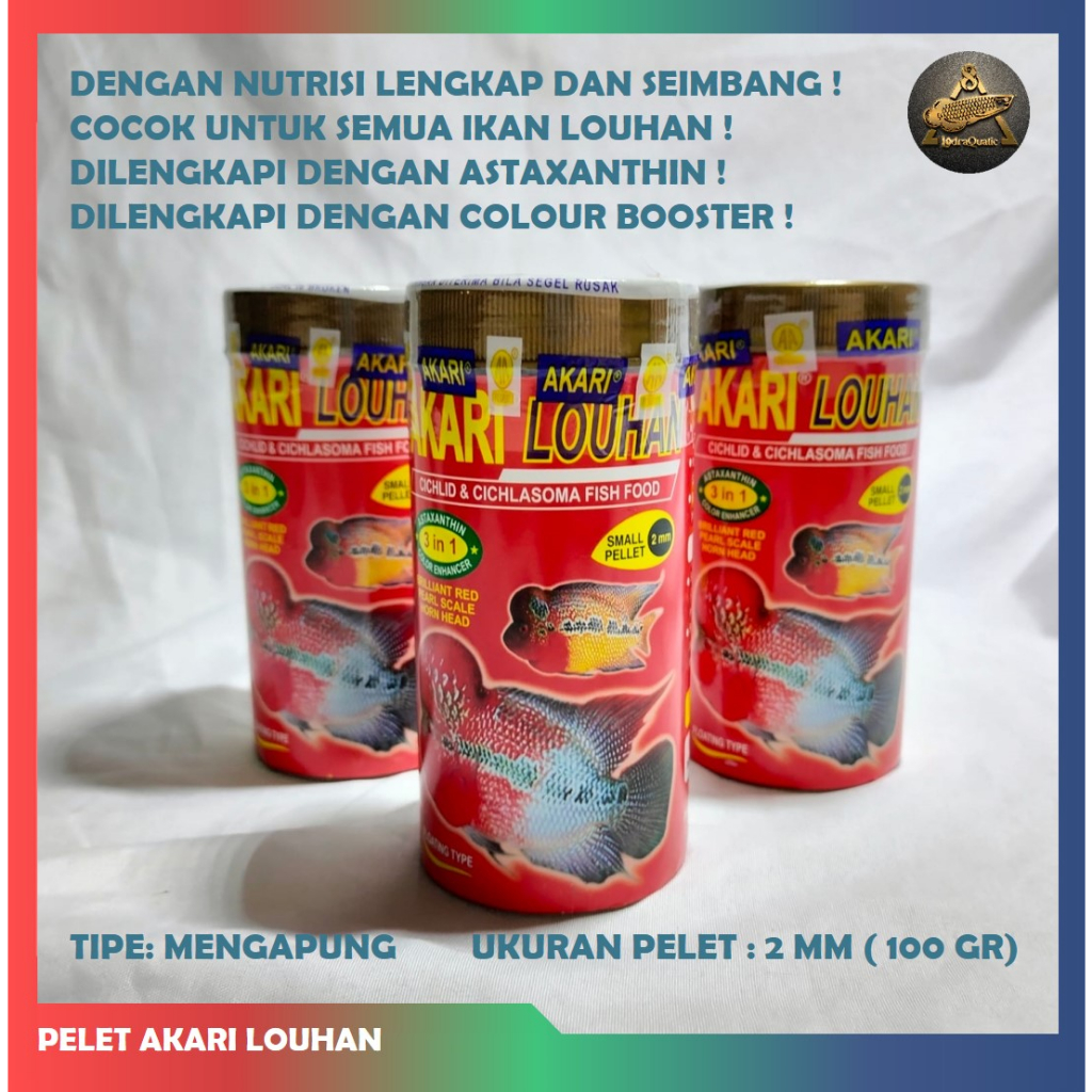 PELET AKARI LOUHAN ASTAXANTHIN COLOUR BOOSTER AKARI SPIRULINA PELET IKAN HIAS PELET LOUHAN PELET IKAN PREDATOR PELET IKAN IKAN HIAS