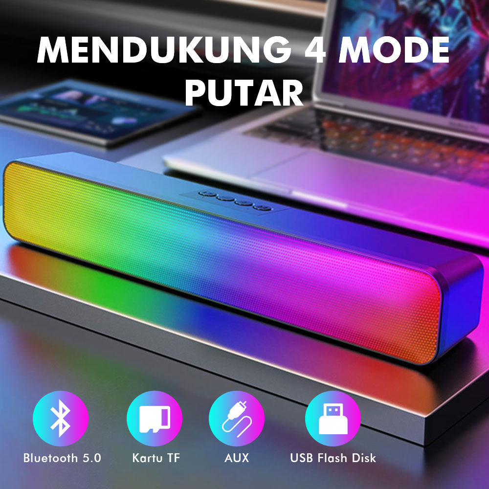 Popcorn Speaker Bluetooth Soundbar Wireless Multifunction RGB Desktop Bluetooth Speaker Built-in 2000mAh Battery