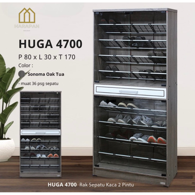 Lemari Sepatu Pintu Kaca / Rak Sepatu 2 Pintu Kaca