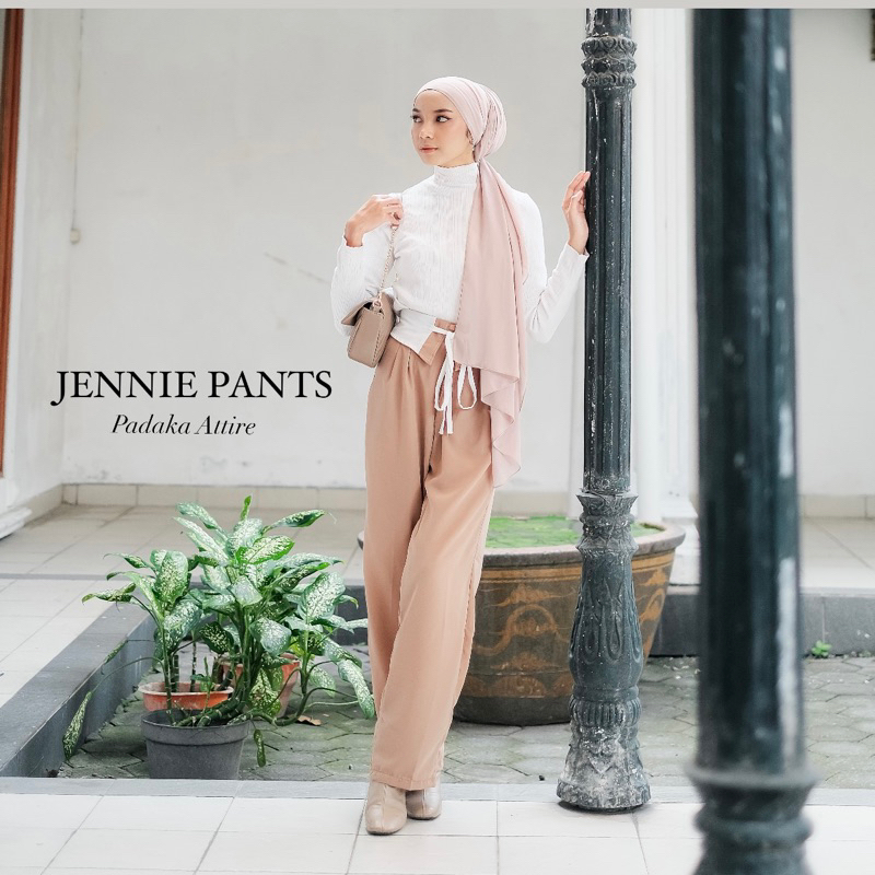 CELANA JENNIE PANTS PADAKA ATTIRE ketlin collar kulot highwaits casual tali