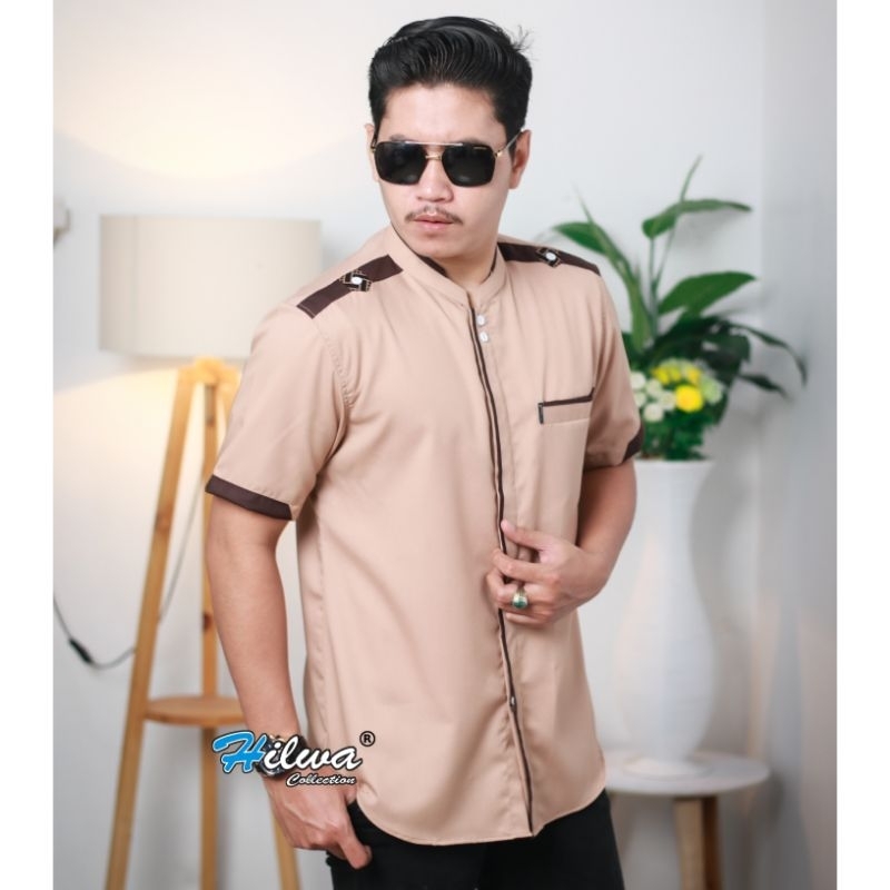 Kemeja Koko Motif Maroko Lengan Pendek Bahan Katun Premium Polos Simple Terbaru Original Hilwa Colle