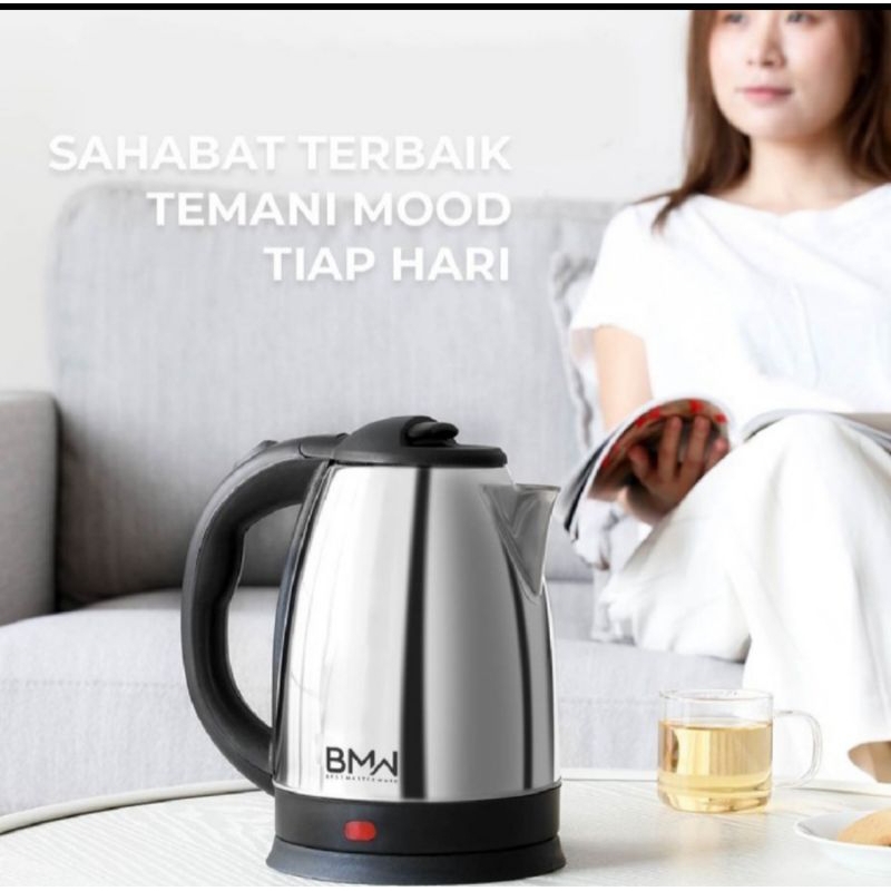 Electric Kettle Alat Pemanas air Teko Listrik Stainless Portable 2 lt