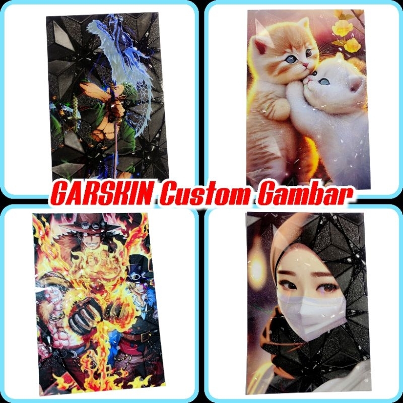 Garskin hp + garskin camera custom photo BAHAN TEBAL glitter transparan bisa photo,logo dll