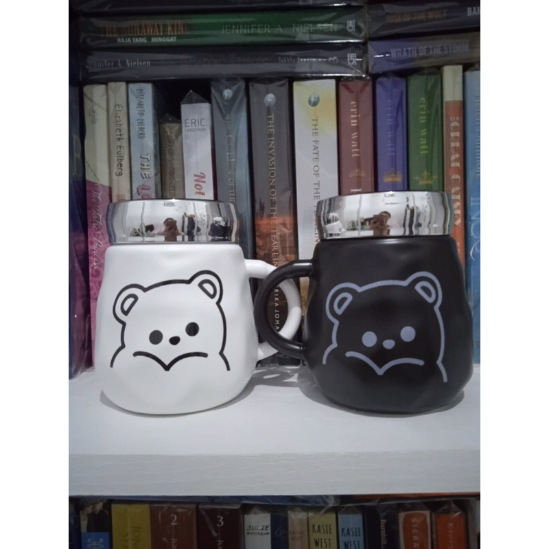 [Alat Rumah Tangga] [New/Baru/Segel] Mug Gelas Couple Pasangan Unik Lucu Dengan Tutup Spiral Keramik