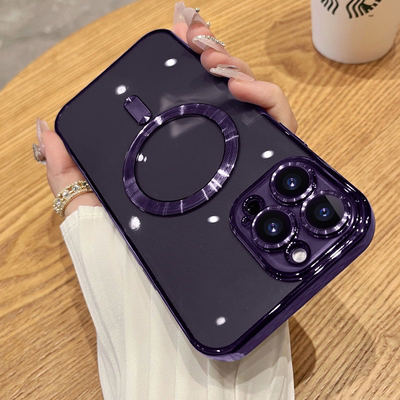 ULTRA PLATED MAGSAFE WITH LENSPRO ELECTRO METALIC Case iPhone 14 13 12 11 PRO MAX iPhone 14 PLUS-EPM - DEEP PURPLE