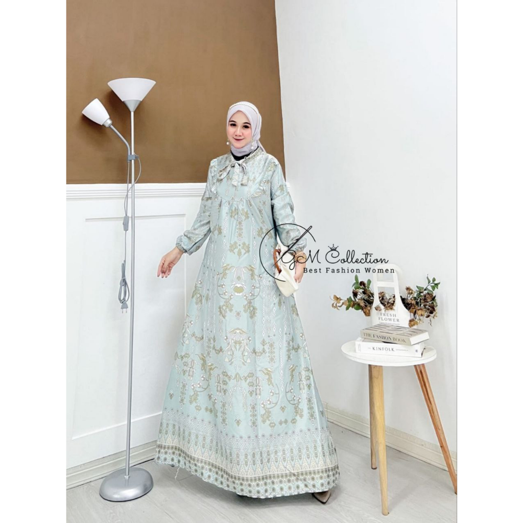 GAMIS AURORA MAXMARA LUX GAMIS  GAMIS ARMANY / SILK MOTIF  BAJU WANITA  DRESS WANITA  Gamis Sarimbit Keluarga Motif Silk Premium Fashion Muslim Baju Couple Dress Koko Lebaran Terbaru