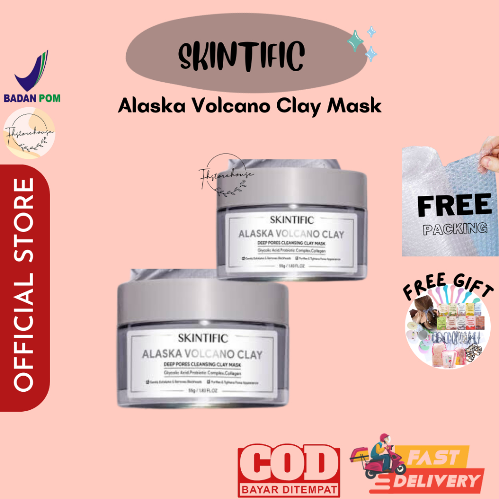 SKINTIFIC Alaska Volcano Clay Mask Masker Komedo Deep Pores Cleansing Mud Mask 55g