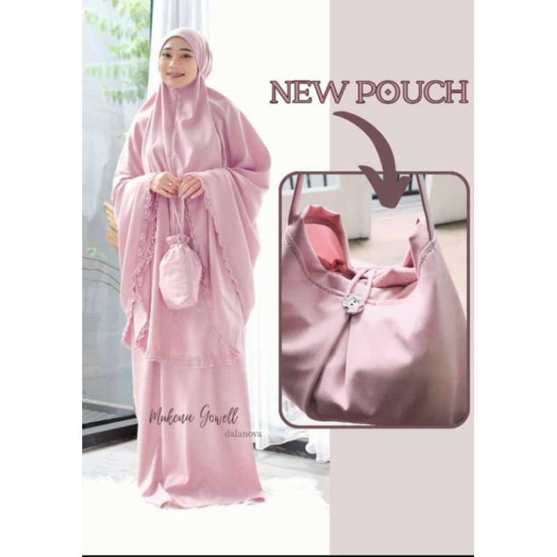 MUKENA GOWELL POLOS DALANOVA 11 pilihan warna dengan pouch terbaru 2023