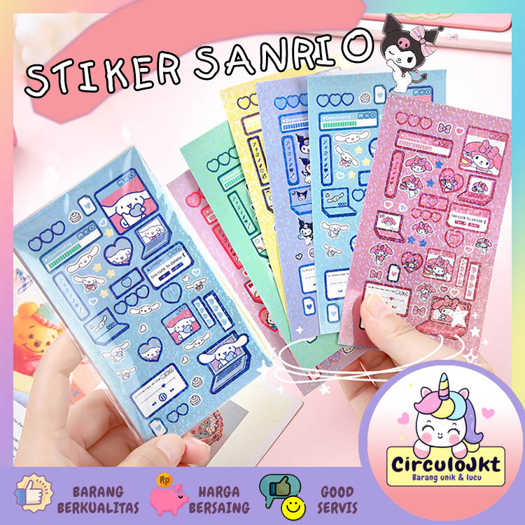 [TERMURAH] STIKER GLITTER SANRIO /CINAMONROLL KUROMI PACHA DOG  HELLOKITTY