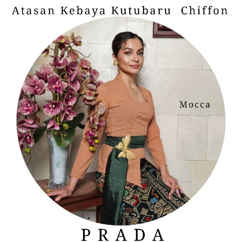 Atasan Kebaya Kutubaru Bali Lengan Panjang Chiffon Prada