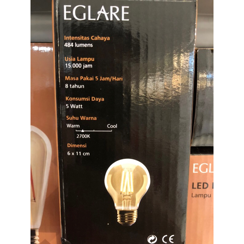 KRISBOW EGLARE BOHLAM LAMPU LED FILLAMEN GLOBE 5W A60 E-27/ACE BULB FILLAMENT GLOBE 5W/ACE BOHLAM LAMPU BERGARANSI/ACE LAMPU KAFE/ACE LAMPU BOHLAM LED VINTAGE