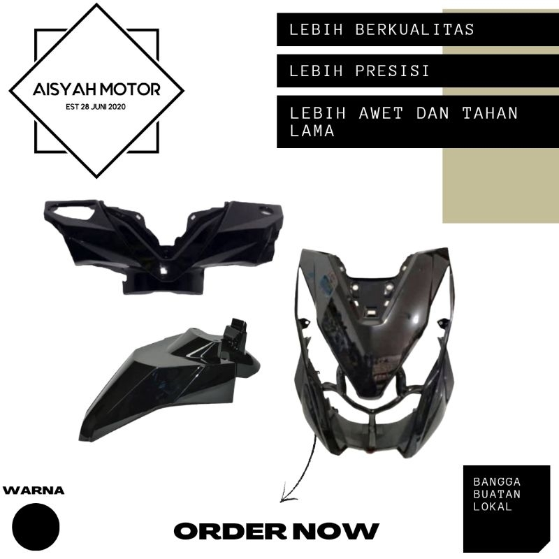 Cover Bodi Bagian Depan Honda Beat FI Esp Eco Warna Hitam Tahun 2017-2019