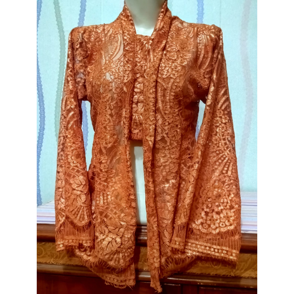 kebaya burkat kartini kutubaru tanpa kancing/baju atasan nenek model kebaya kutubaru burkat sofia ba