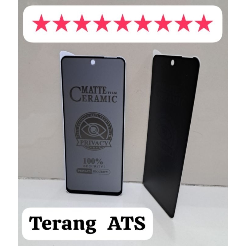 Tempered Glass SPY Matte Film Ceramic 100% Security Anti-Peeping Film Privacy 100% Security Anti Spy Privacy Security Anti-Spy Temper Anti Gores Hitam Gelap Tempered Glass For Type Infinix Hot 11S / Infinix Hot 12 / Hot 12 Play / Hot 30 / Infinix Hot 30i