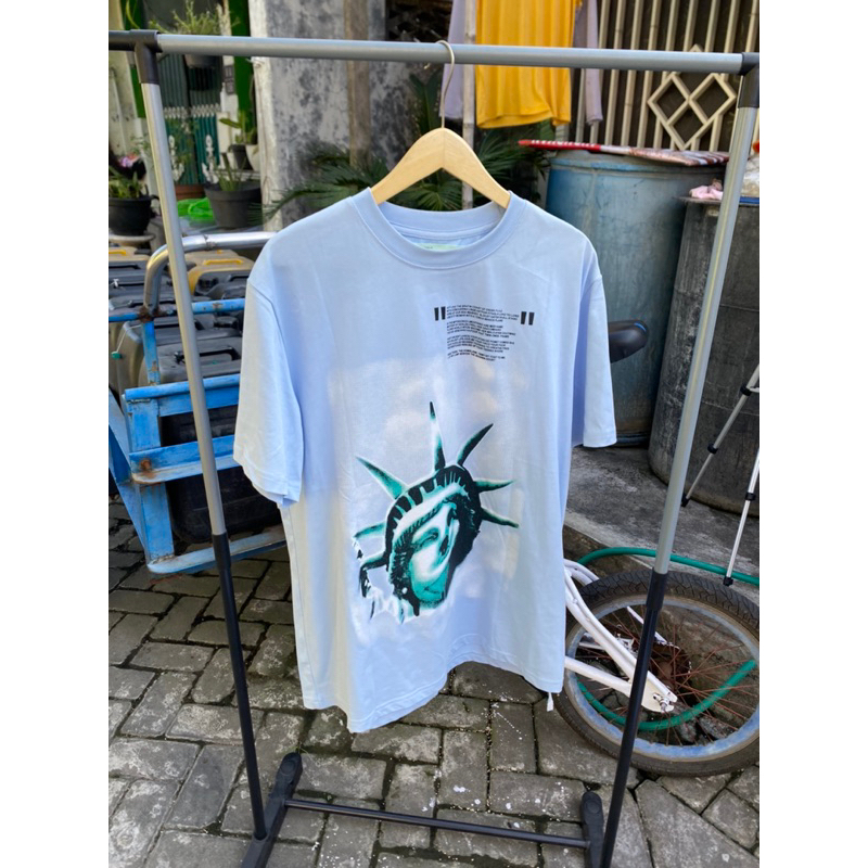 kaos off white liberty biru dan putih