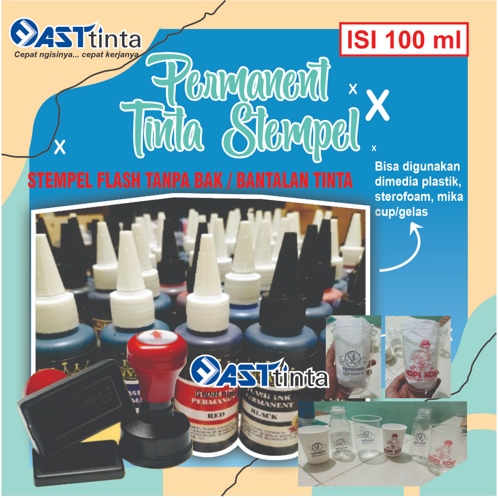 

Tinta Refill Stempel Flash Permanen 60 ml, Isi Ulang Tinta Permanen, Stempel Plastik Sterofoam Cup Gelas Mika, Stempel Permanen, Stempel Plastik