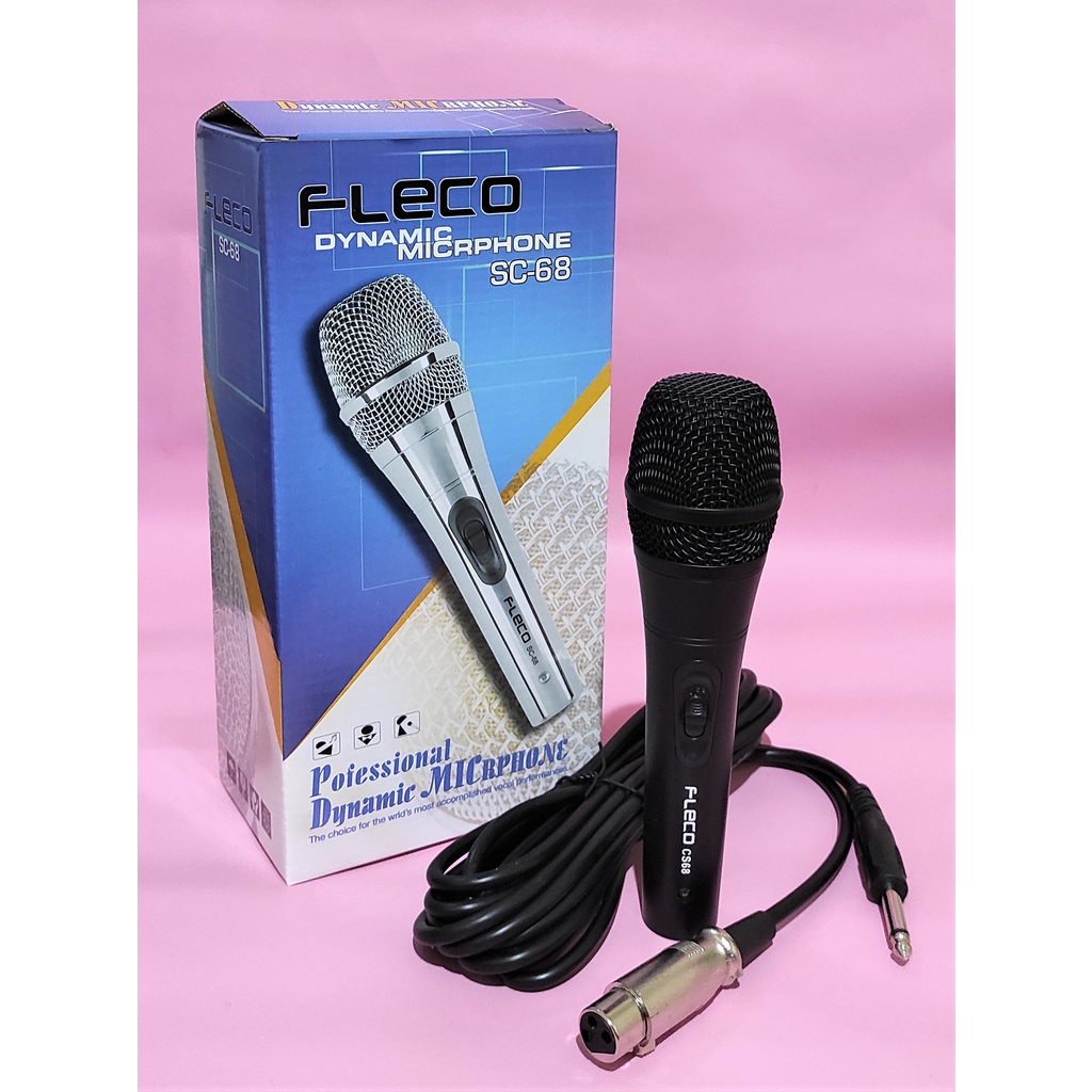 Fleco SC-68 Dengan Kabel Mikrofon Dynamic Microphone Mic Karaoke Profesional Microphone / Mik Mikrofon Mikrophone Kabel Jack Besar 6.5mm Fleco SC68 | FMS