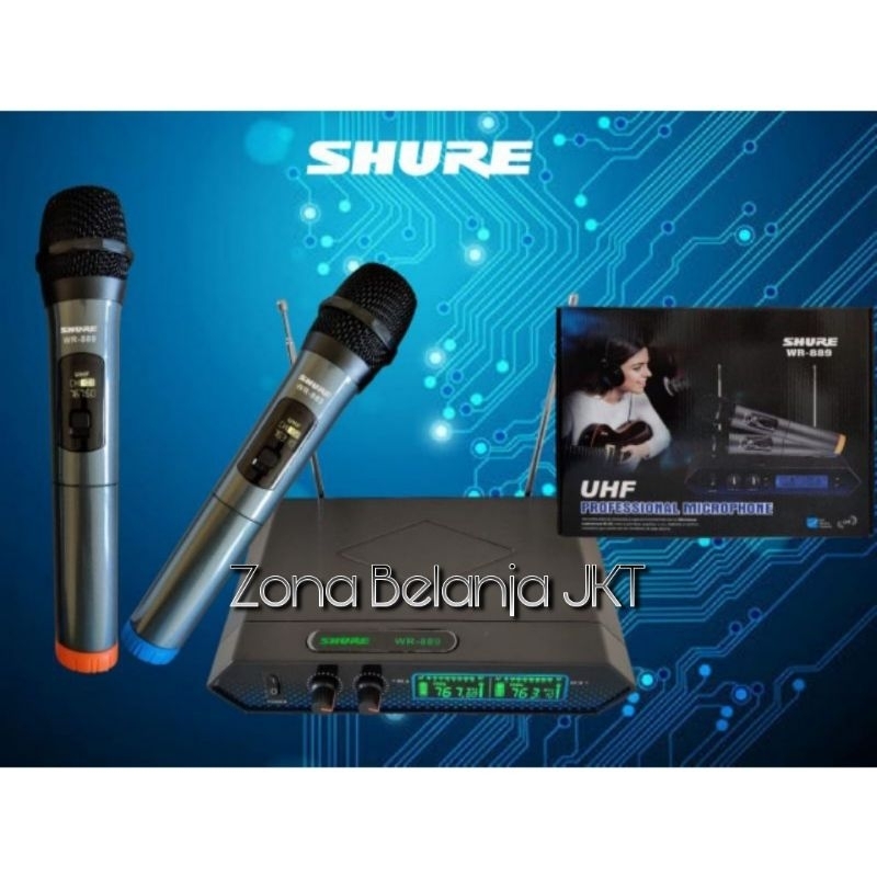 MIC WIRELESS SHURE WR 889 WR 879 DUA MIC PEGANG VOKAL