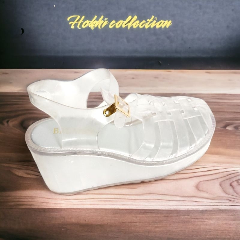 Balance sandal  wedges hak tinggi 9cm karet jelly import