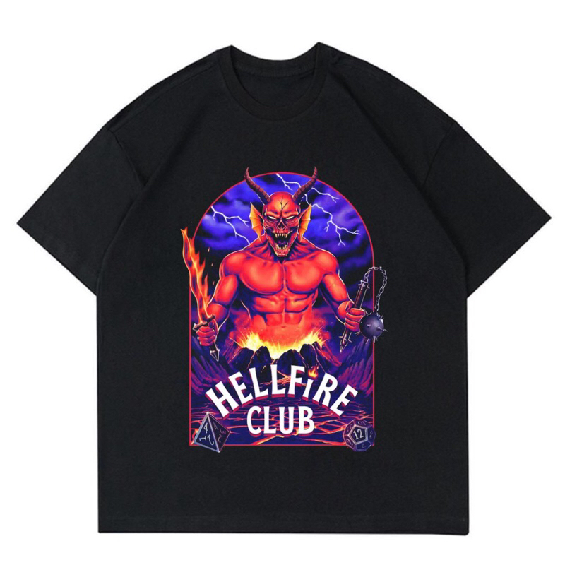 BAJU KAOS MOVIE STRANGER THINGS “HELLFIRE CLUB” | T-SHIRT STRANGER THINGS HELLFIRE | BAJU KAOS OVERS