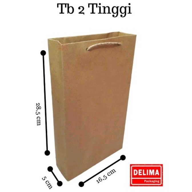 

10 pcs Paperbag Polos TB 2 Meninggi 16 x 5 x 28/Tas Kertas Coklat