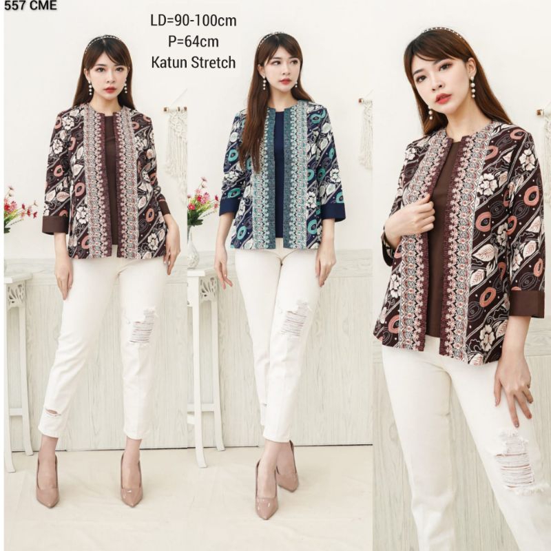 BLOUSE ATASAN BATIK 557 CANTIK BAJU KERJA KANTOR WANITA MURAH MODIS