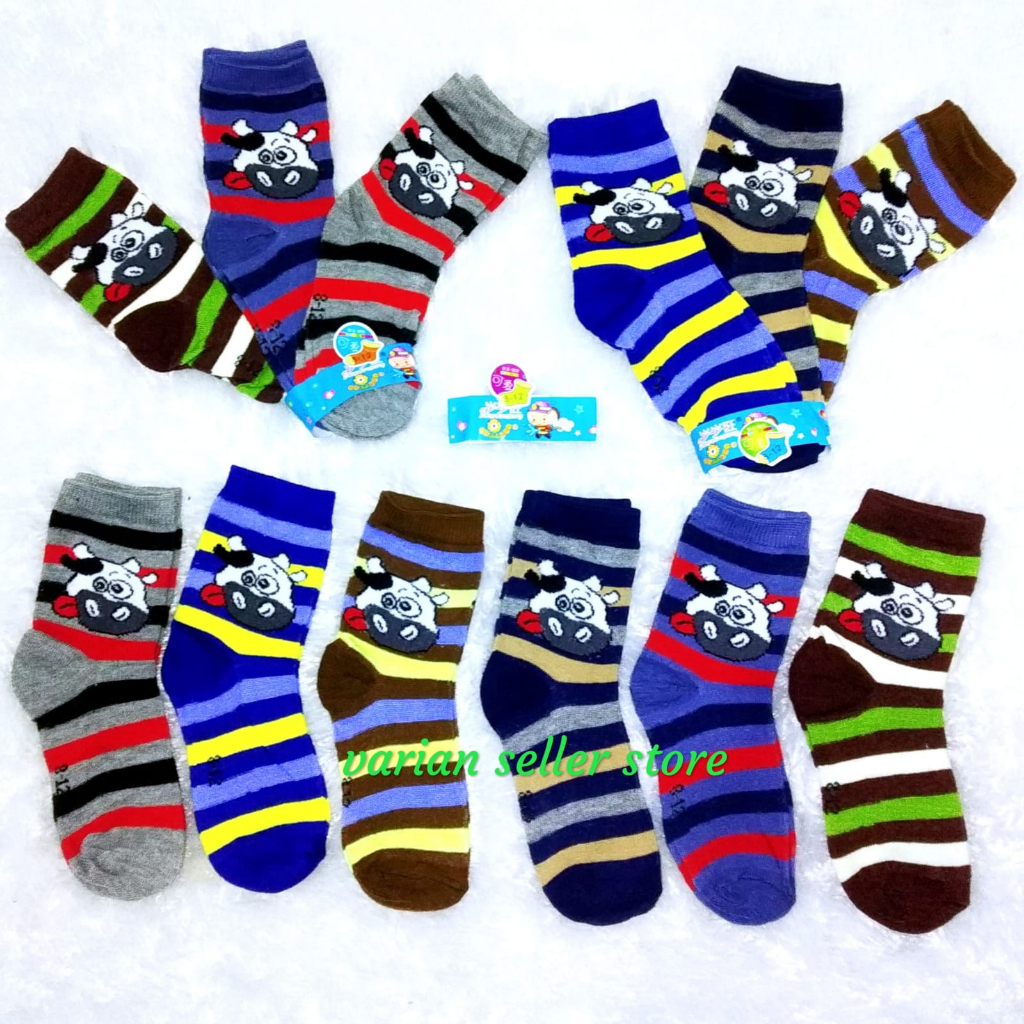 6 Pasang kaus kaki anak tk perempuan panjang motif karakter lucu bahan katun impor murah