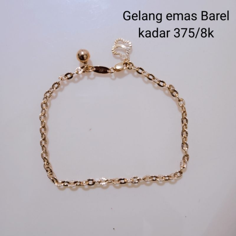 gelang emas variasi rante barel / fancy kadar 375/8k