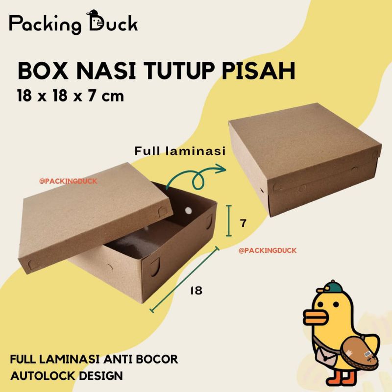 (MIN ORDER 25 PCS) DUS CATERING TUTUP PISAH 18x18x7 / BOX NASI FULL LAMINASI / BOX NASI KOTAK