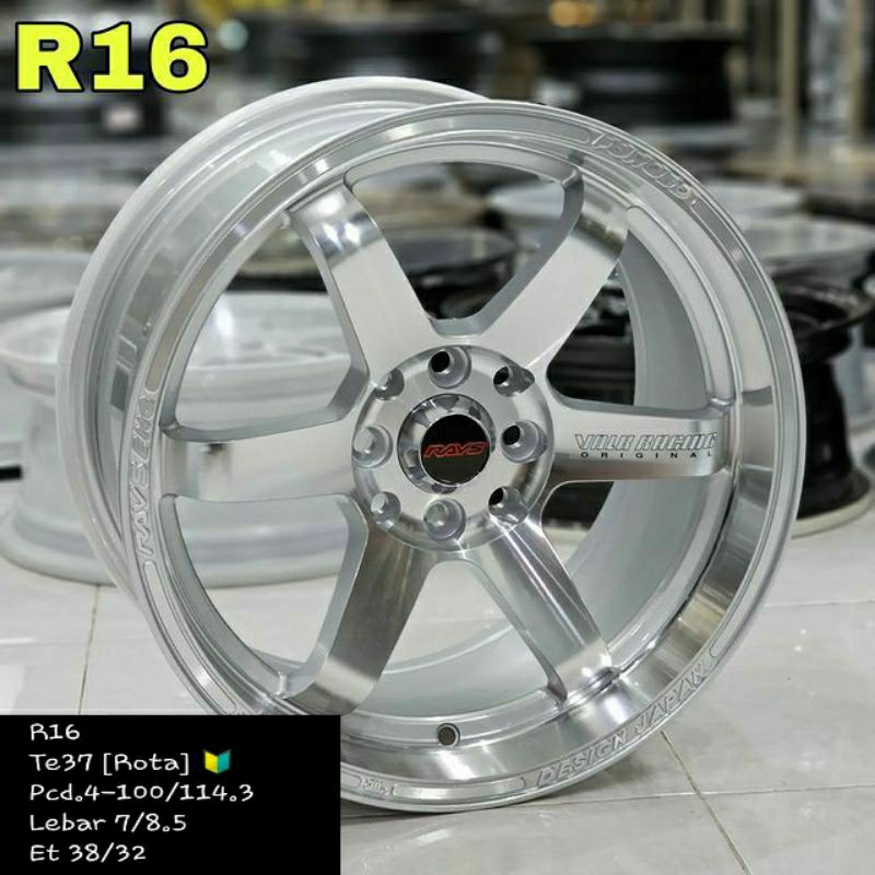velg racing rays te37 ring 16 lebar 7 / 8,5 untuk brio jazz agya calya city mobilio yaris swift igni