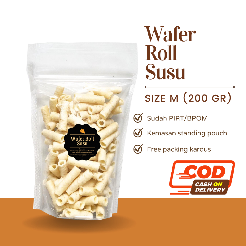 [DELISH SNACKS] Wafer Roll (M) 200gr Cokelat / Stroberi / Vanilla / Blueberry / Pandan / Susu / Snack Cemilan Manis