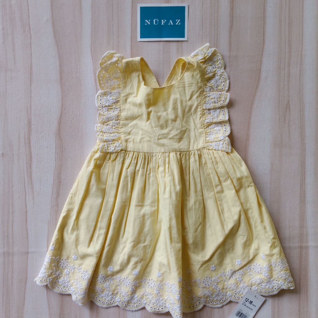 Mothercare SALE dress smocked katun kuning super cute overall bayi