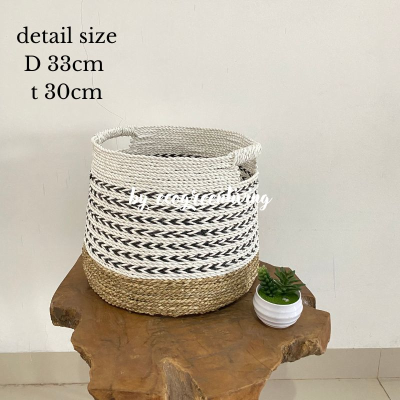 Keranjang Laundry Tipe Bowl/Anyaman Seagrass Mix Sintetis/Natural Home Decor/Storage Laundry Bowl