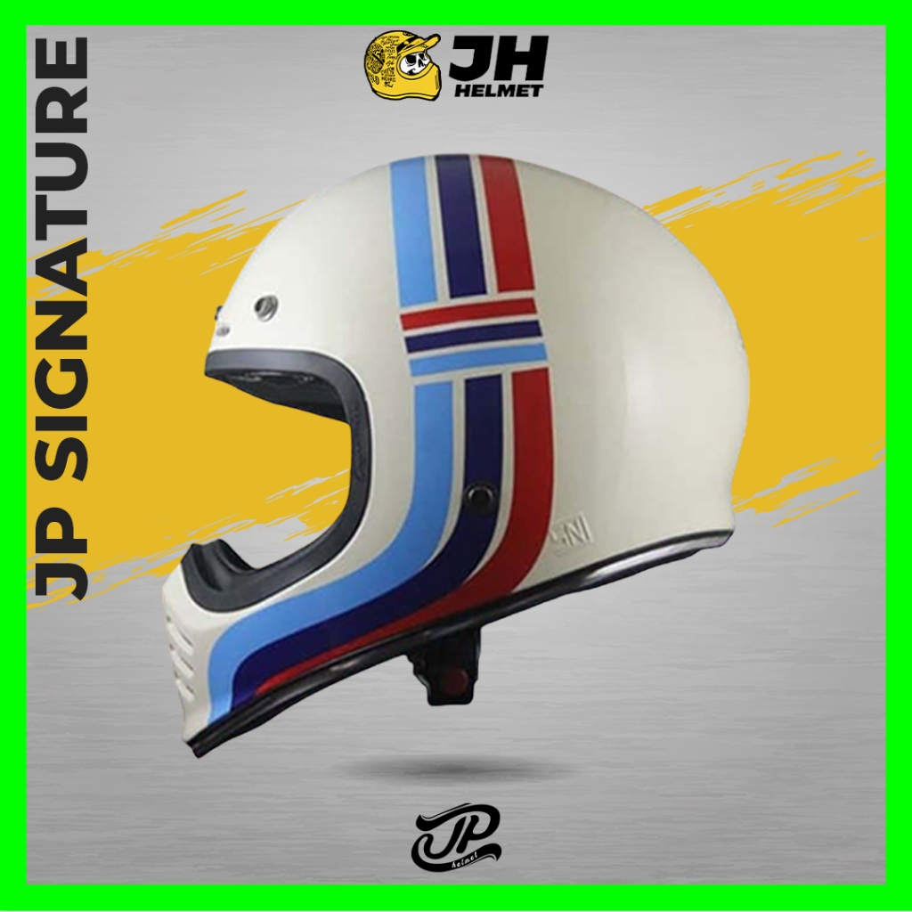 Helm Cakil JP Signature SG01 White Cream Black | White Cream Glossy | Helm JPX Retro Full Face | JUAL HELM