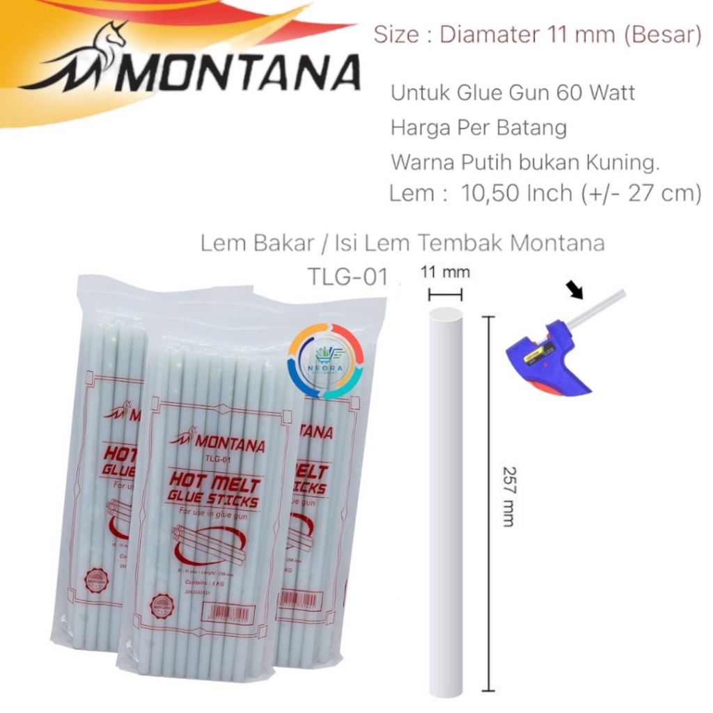 

MONTANA Glue Stick Refill/Lem Bakar/Lem Tembak Besar ø11 mm +/- 27 cm