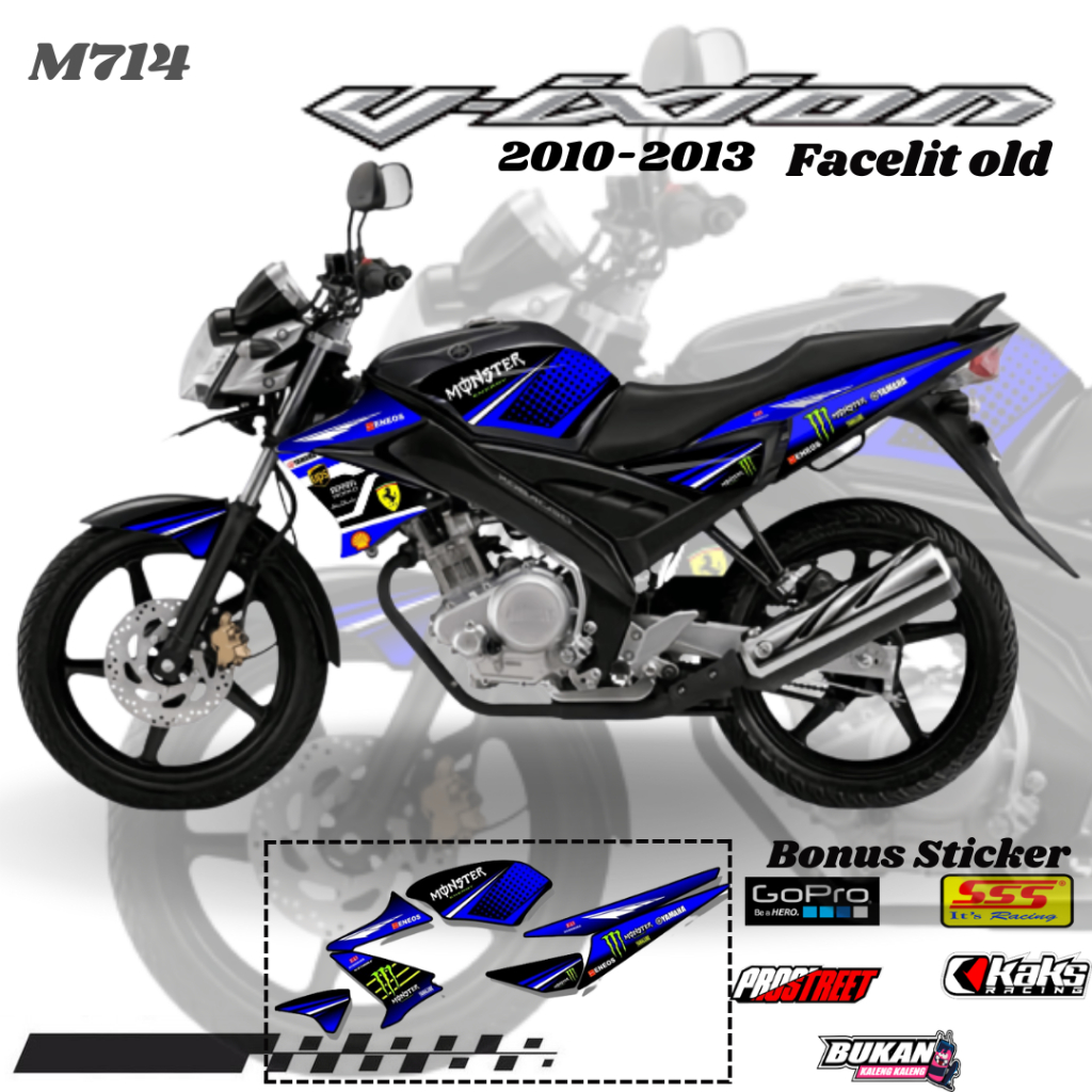 Lis Stiker Striping Yamaha Vixion Facelift Lawas 2010 M778 List Sticker Aksesoris Variasi Modifikasi