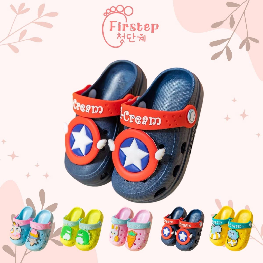 Firstep ❤️ Sandal Anak Anak Sol Lembut Gambar Kartun Non-slip Cocok untuk anak laki-laki dan perempuan import FS101