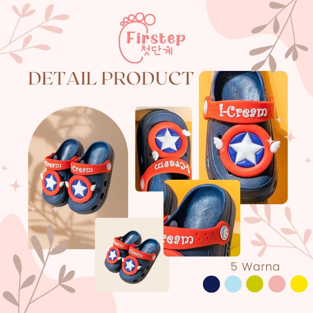 Firstep ❤️ Sandal Anak Anak Sol Lembut Gambar Kartun Non-slip Cocok untuk anak laki-laki dan perempuan import FS101