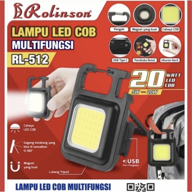 Lampu LED Emergency Gantungan Kunci Multifungsi Lampu Camping Cas USB