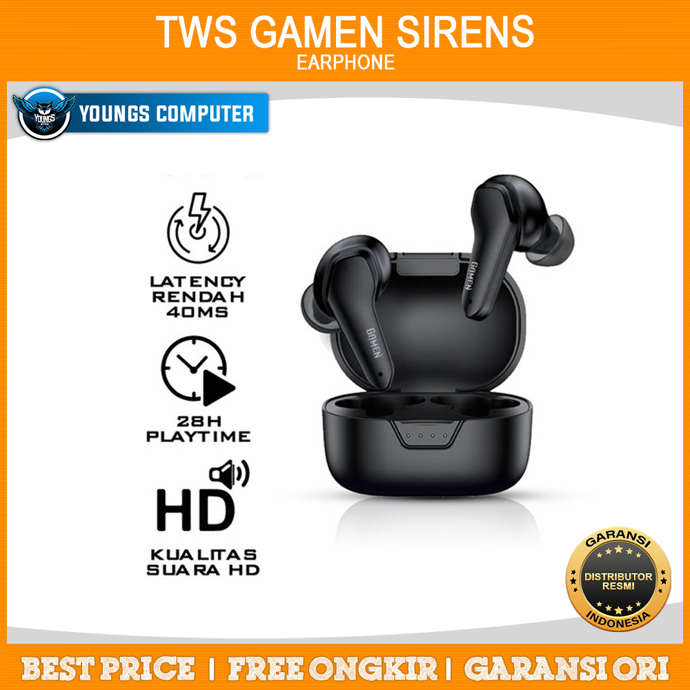 TWS GAMEN SIRENS Bluetooth 5.1 Ultra-Low Latency HD Sound Gaming