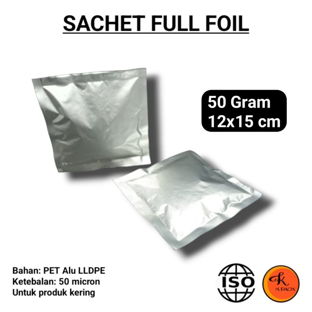 Sachet Full Aluminium foil silver  50 Gram