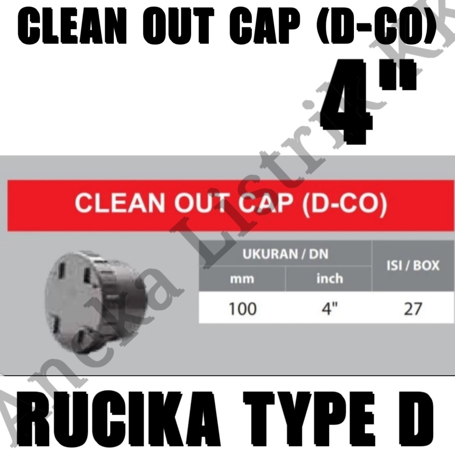 RUCIKA CLEAN OUT D 4INCH CO 4" CO CAP 4 " INCH TUTUP SEPTIC TANK WC
