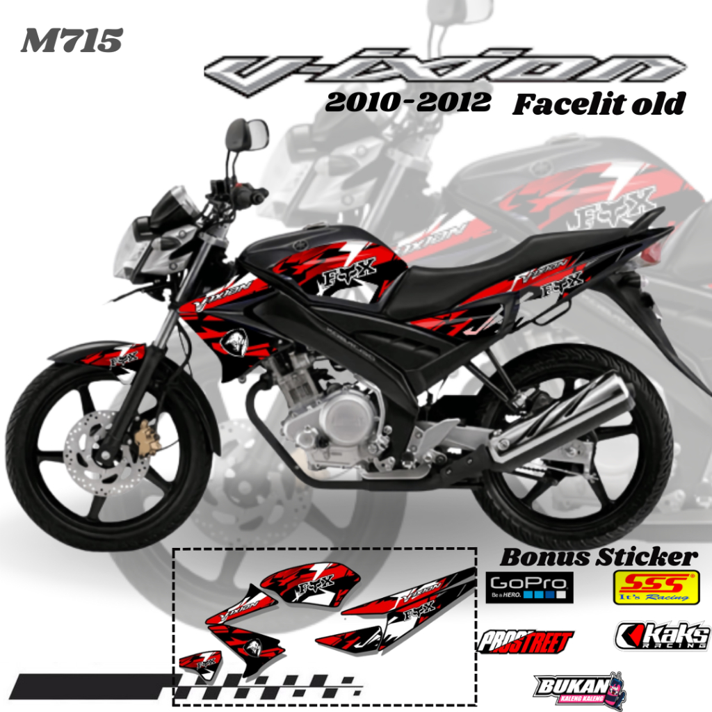 Lis Stiker Striping Yamaha Vixion Facelift Lawas 2010 M715 List Sticker Aksesoris Variasi Modifikasi
