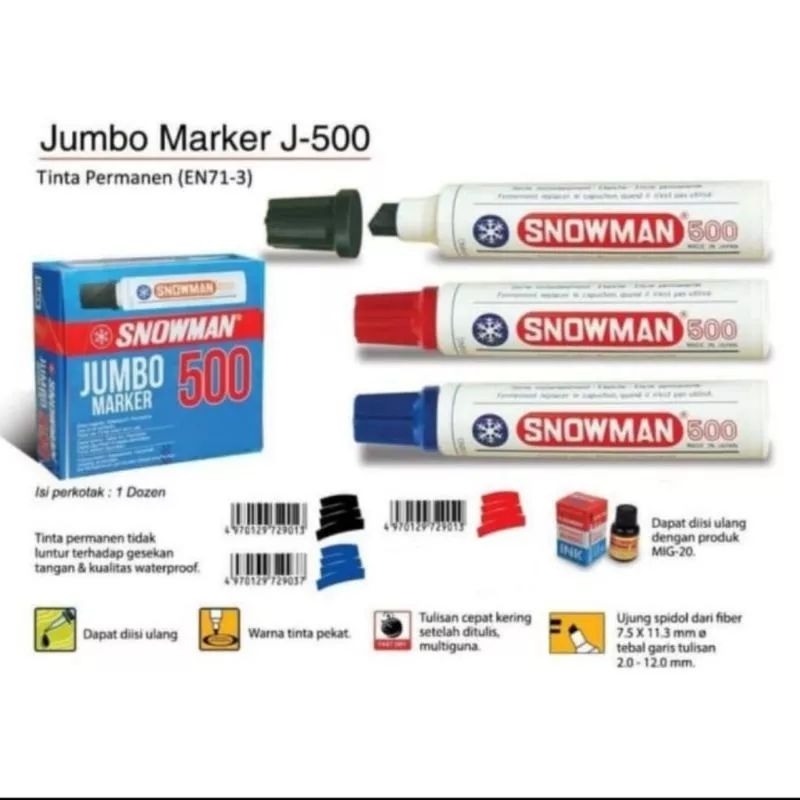 

[ ECER MURAH ] SPIDOL SNOWMAN PERMANENT BESAR JUMBO J-500