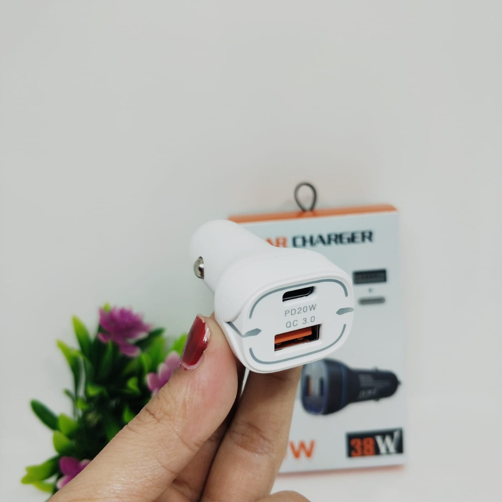 Batok Saver 38W QS-001 2 Lubang Usb PD &amp; Type C CAR CHARGER dual port output high quality packing import premium PROMO smoll