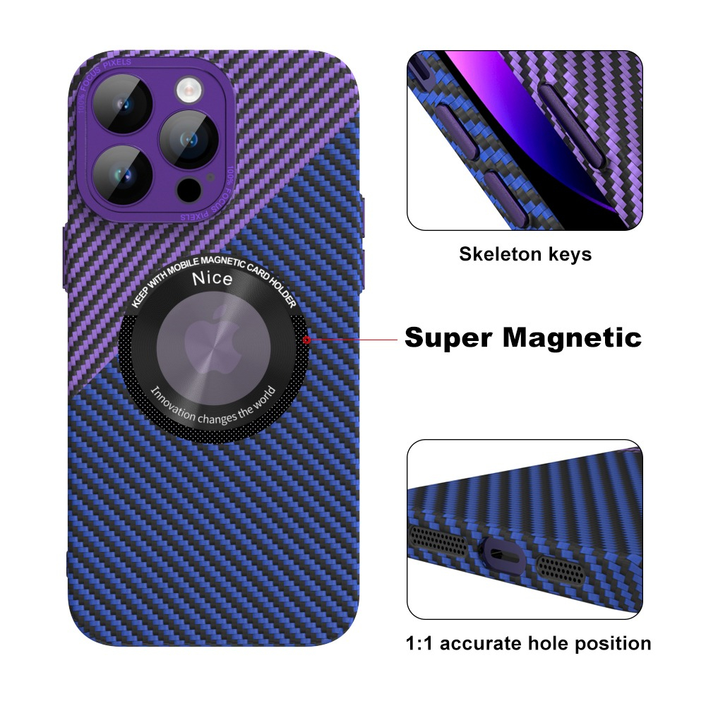 Phone Cover Magsafe Case For Iphone 14 Pro Max 14 Pro 14+ Plus 14 Carbon Pattern Alloy Metal Camera Protection New Combine Mix Candy Color