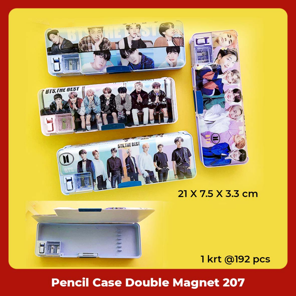 Tempat Pensil / Pencil Case / Kotak Pensil Double Magnet 2 Sisi Motif BTS Fancy Lucu 207