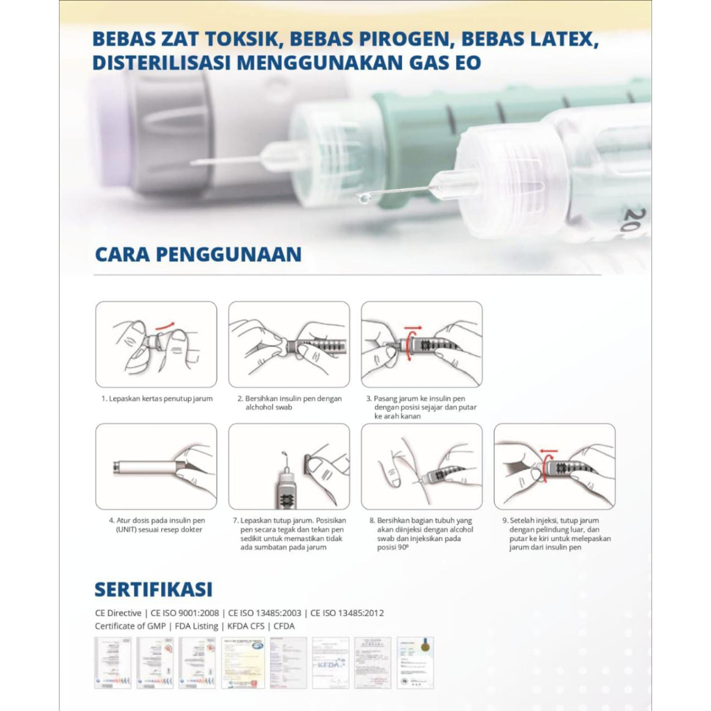 Insulin Pen Needles Glucodr - Jarum Insulin Glucodr 4mm - Jarum Insulin 6mm - Jarum Insulin 8mm Glucodr Insulin Pen Needle